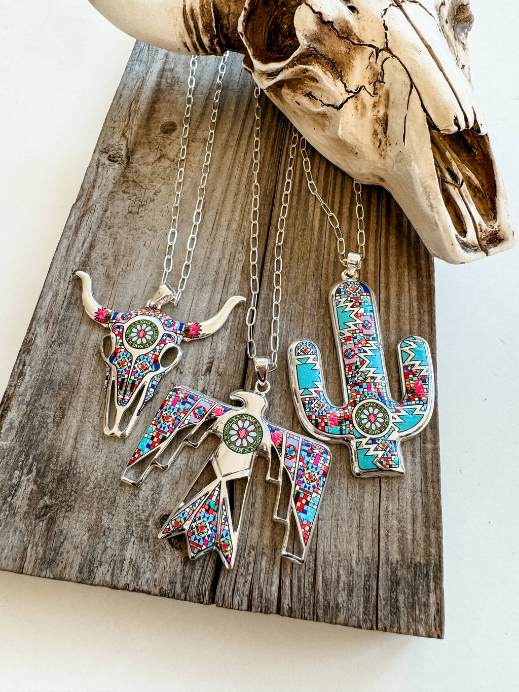 Western Pendant Necklace - Thunderbird | Steer | Cactus