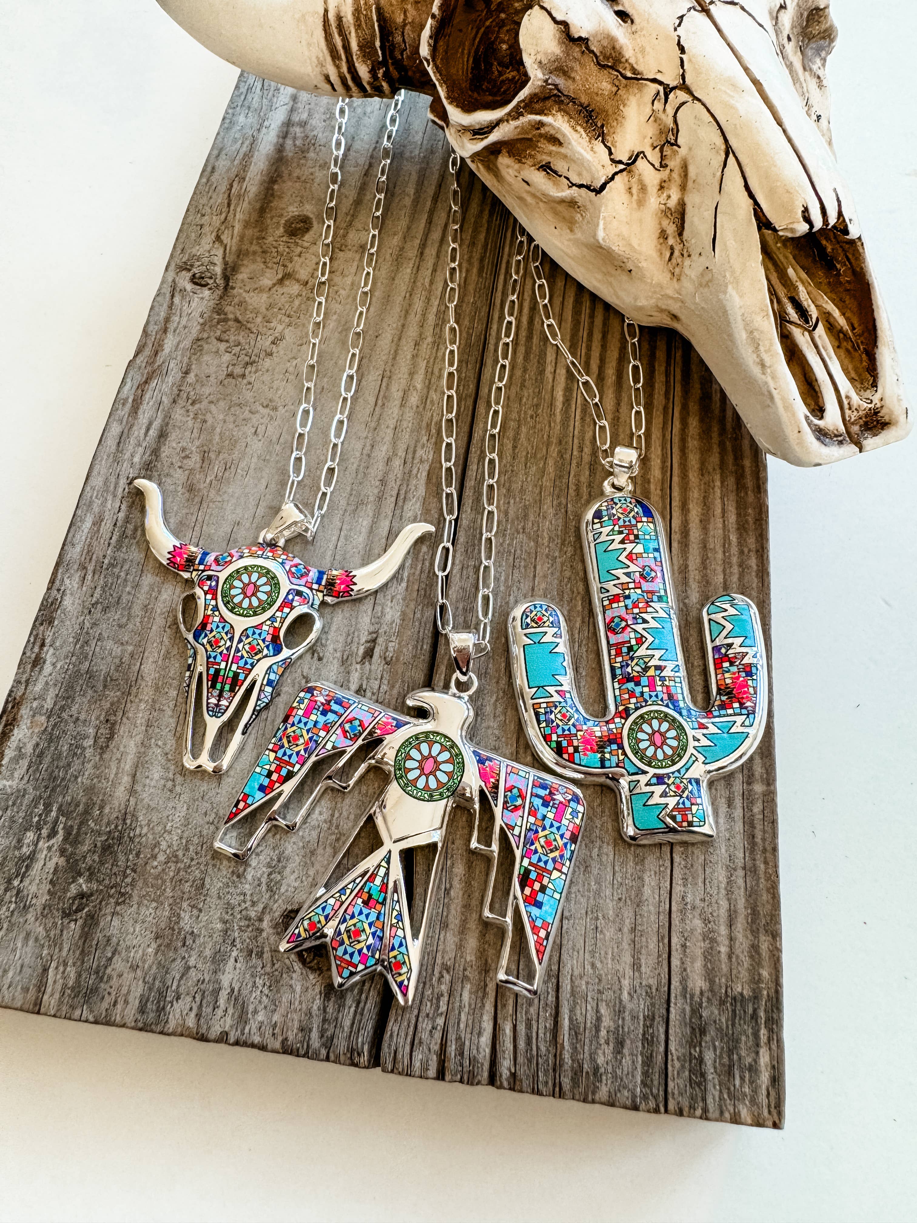 Western Pendant Necklace - Thunderbird | Steer | Cactus
