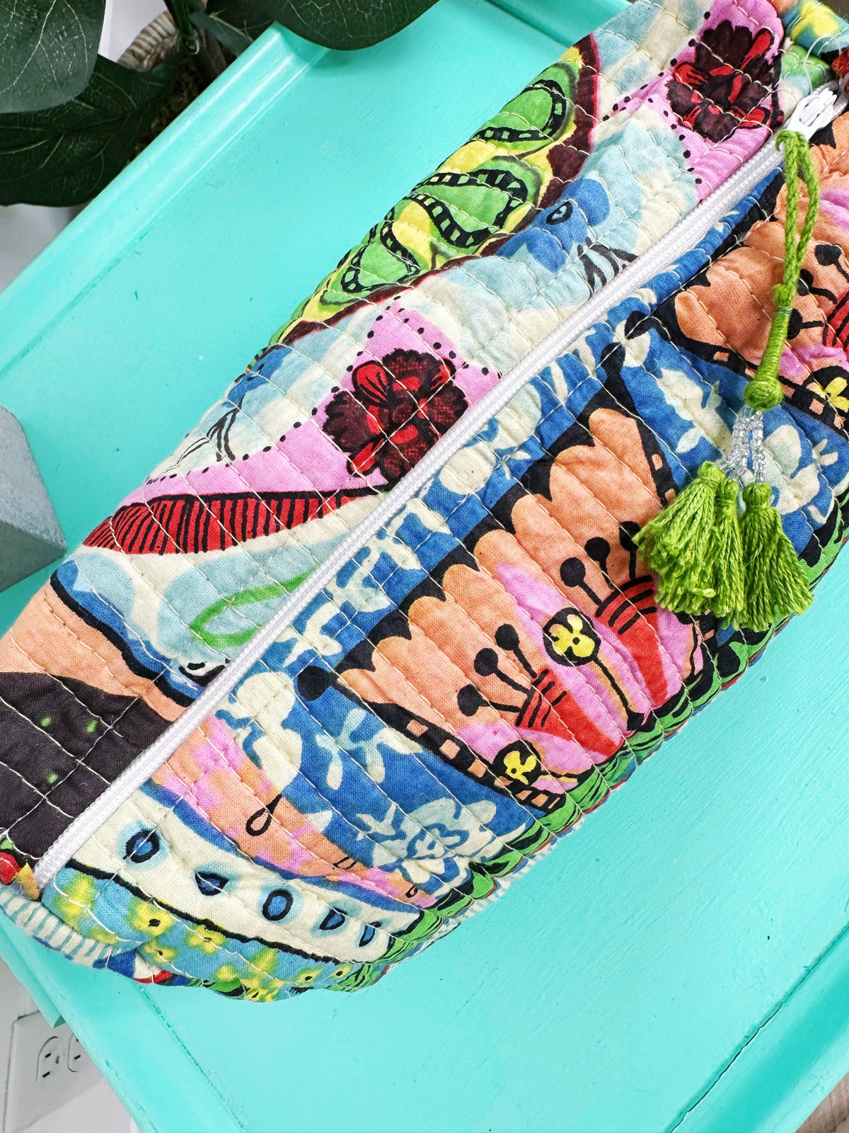 Quilted Makeup Bag, Toiletry Bag | Festival Print