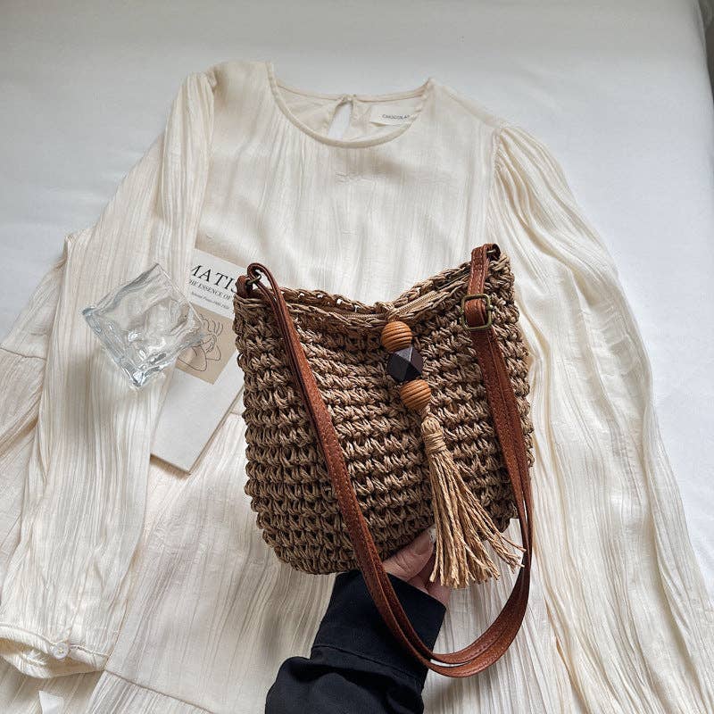 Trendy Bucket New Woven Crossbody Beach Small Bag