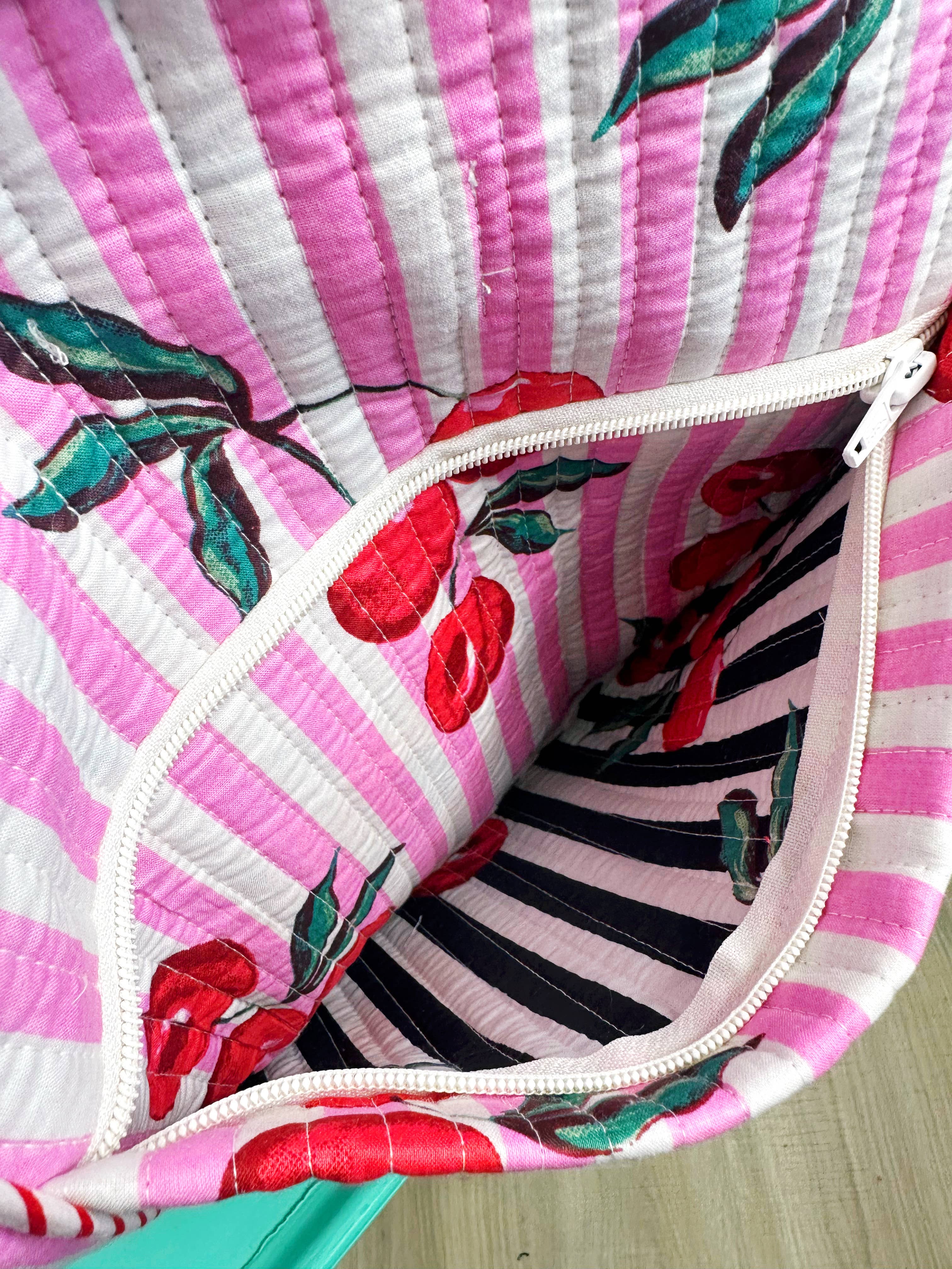 Quilted Duffle Bag | Weekender Travel Bags | Cherry Print