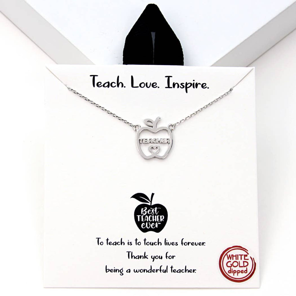 Gold-Dipped Teacher Apple-Shaped Charm Necklace