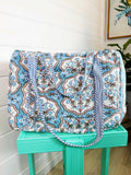 Quilted Weekender Duffle Bag | Blue Petals Floral Print