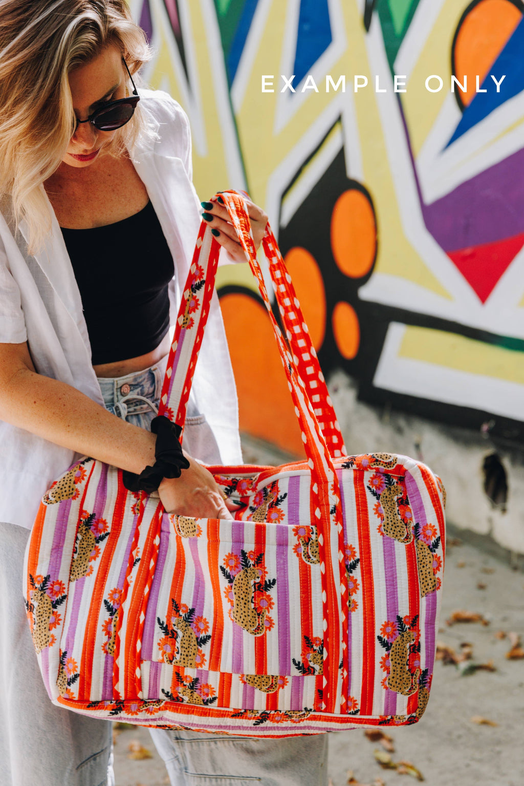 Quilted Overnight Bag | Weekender Duffle Bag | Aqua Tie Dye