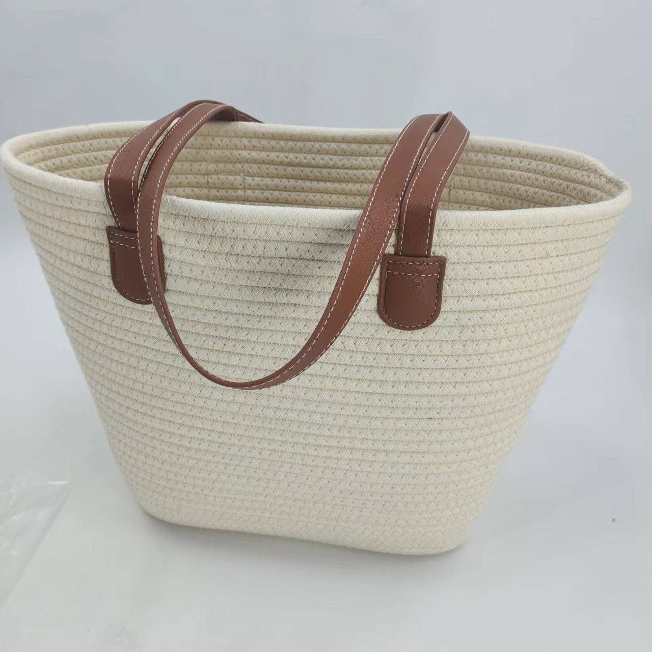 Women's Cotton Rope Woven Korean Style Shoulder Tote Bag