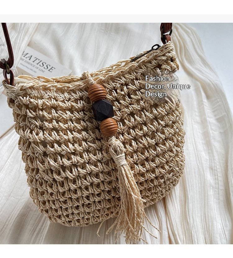 Trendy Bucket New Woven Crossbody Beach Small Bag