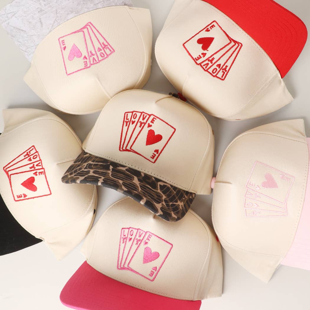 Romantic LOVE Card Embroidery Two-Tone Trucker Hat