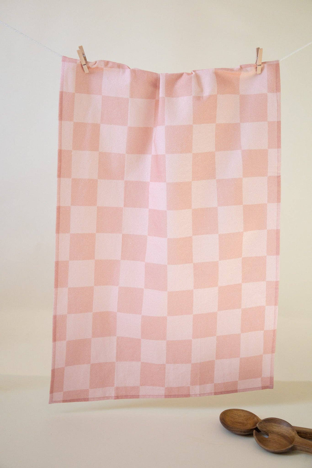 Grapefruit Check Tea Towel