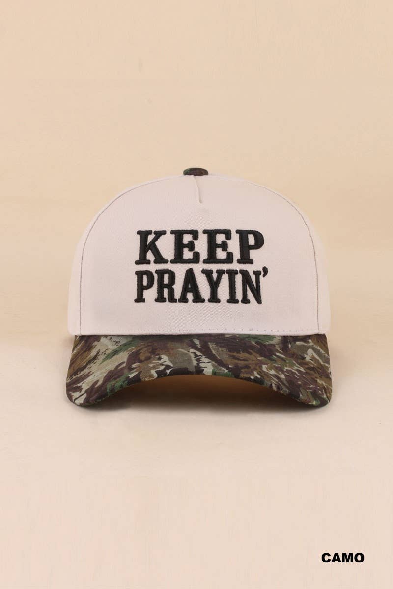 Keep Prayin' Two Tone Snapback Hat - Zenana