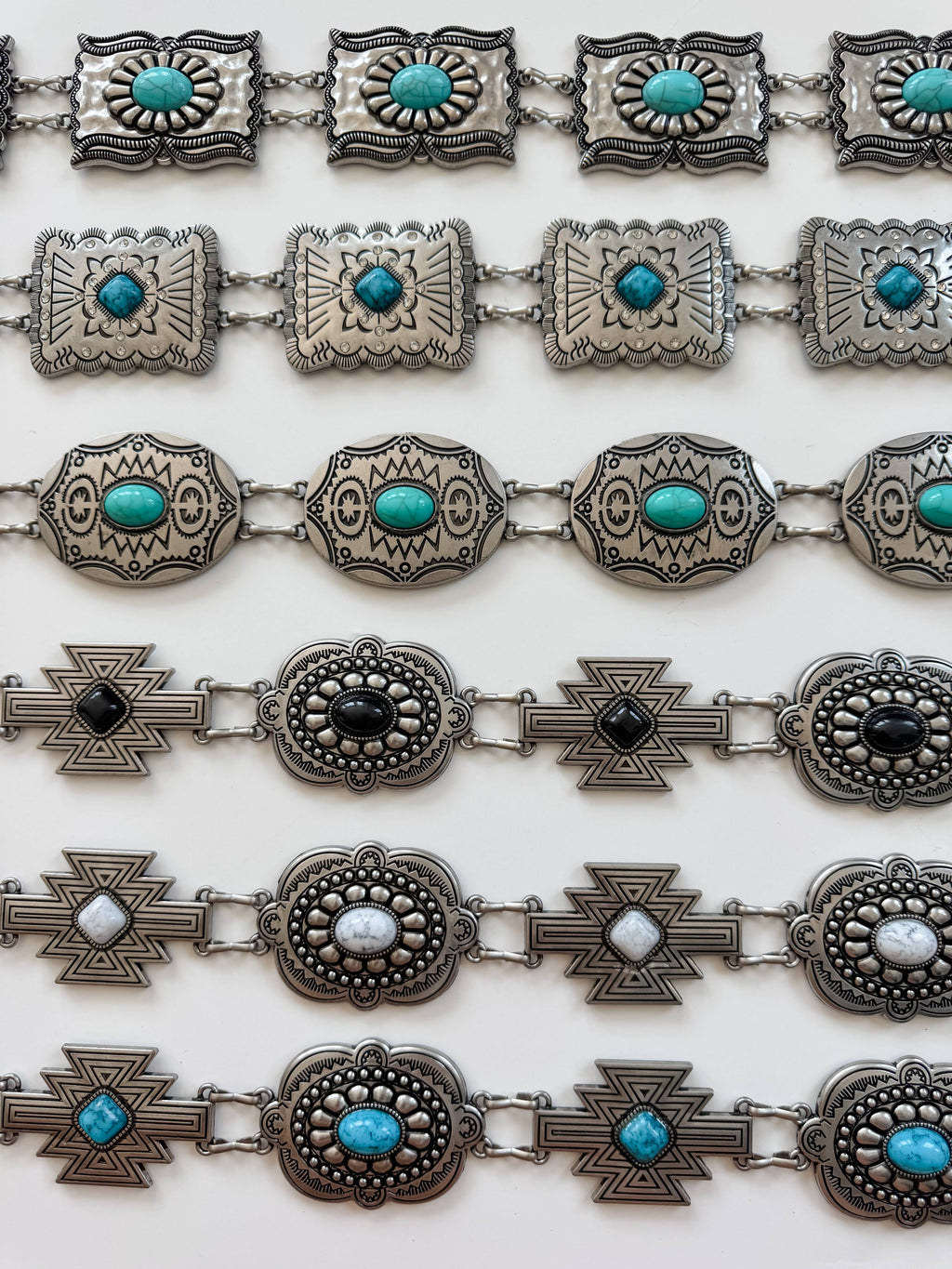 Western Concho Chain Belt – Vintage Silver Style