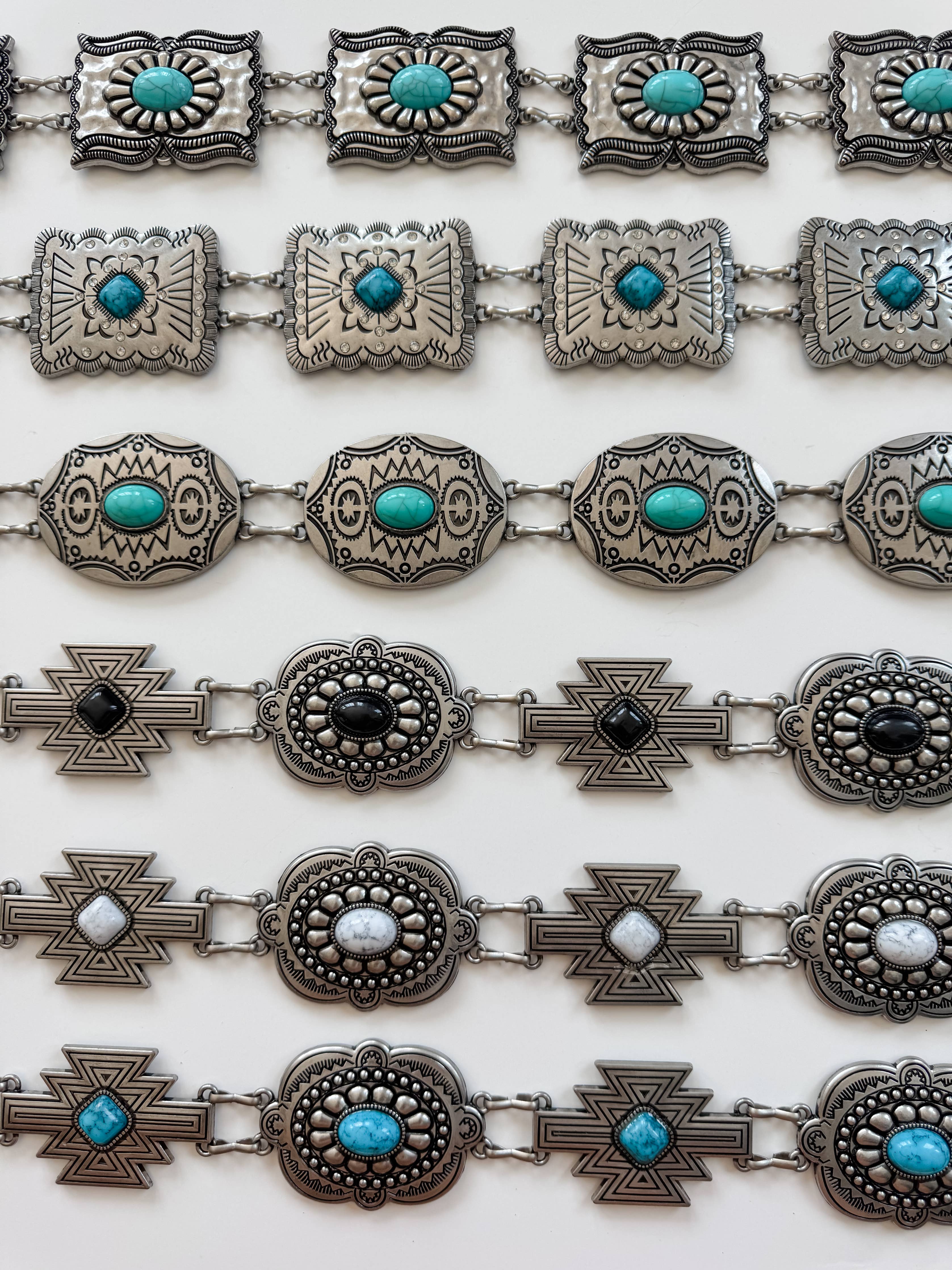 Western Concho Chain Belt – Vintage Silver Style