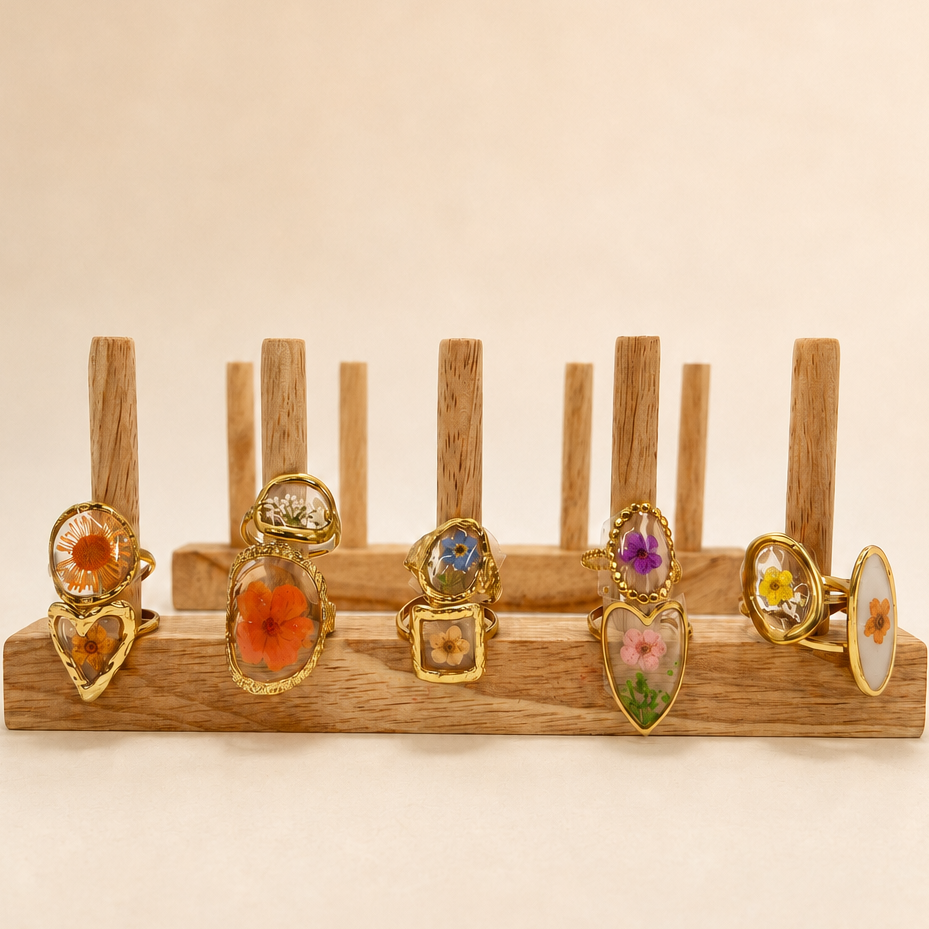 18K STAINLESS STEEL TARNISH FREE FLORAL RINGS | 40R104