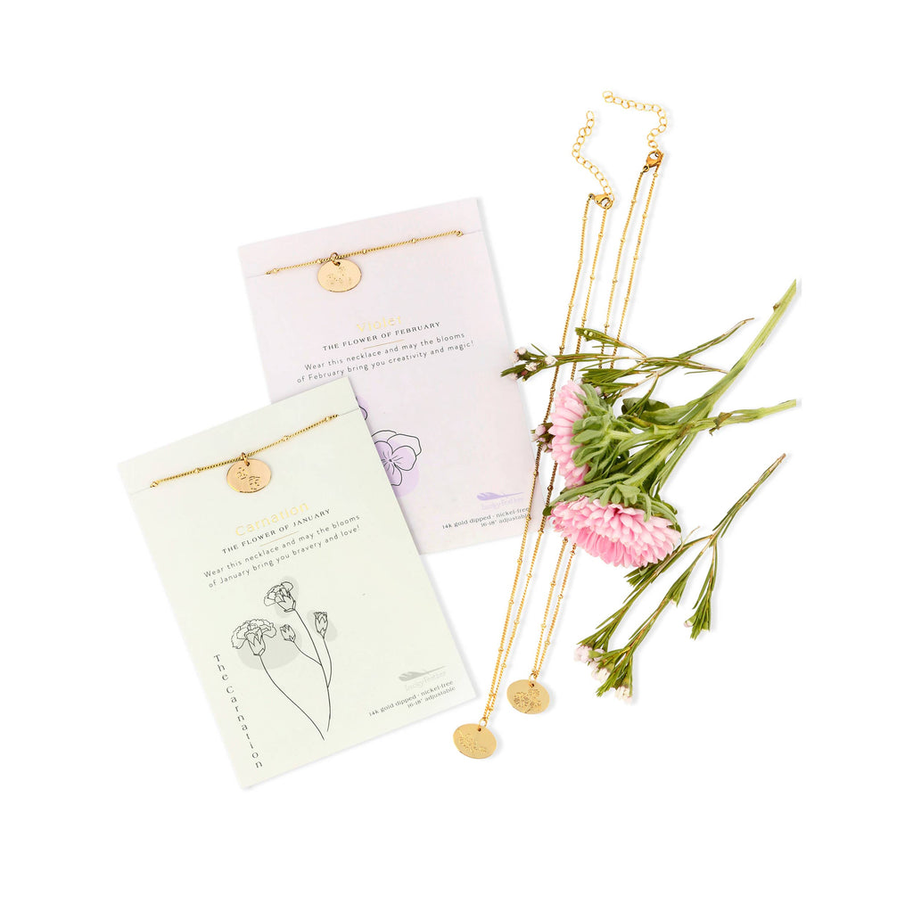 Birth Month Flower Necklace ASSORTMENT - 48 pc