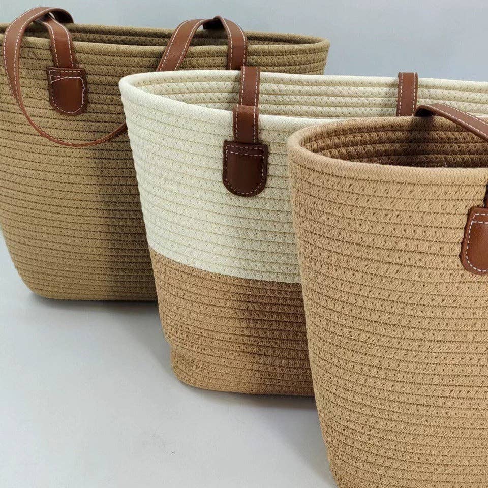 Women's Cotton Rope Woven Korean Style Shoulder Tote Bag