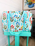 Quilted Weekender Duffle Bag | Aqua Garden Party