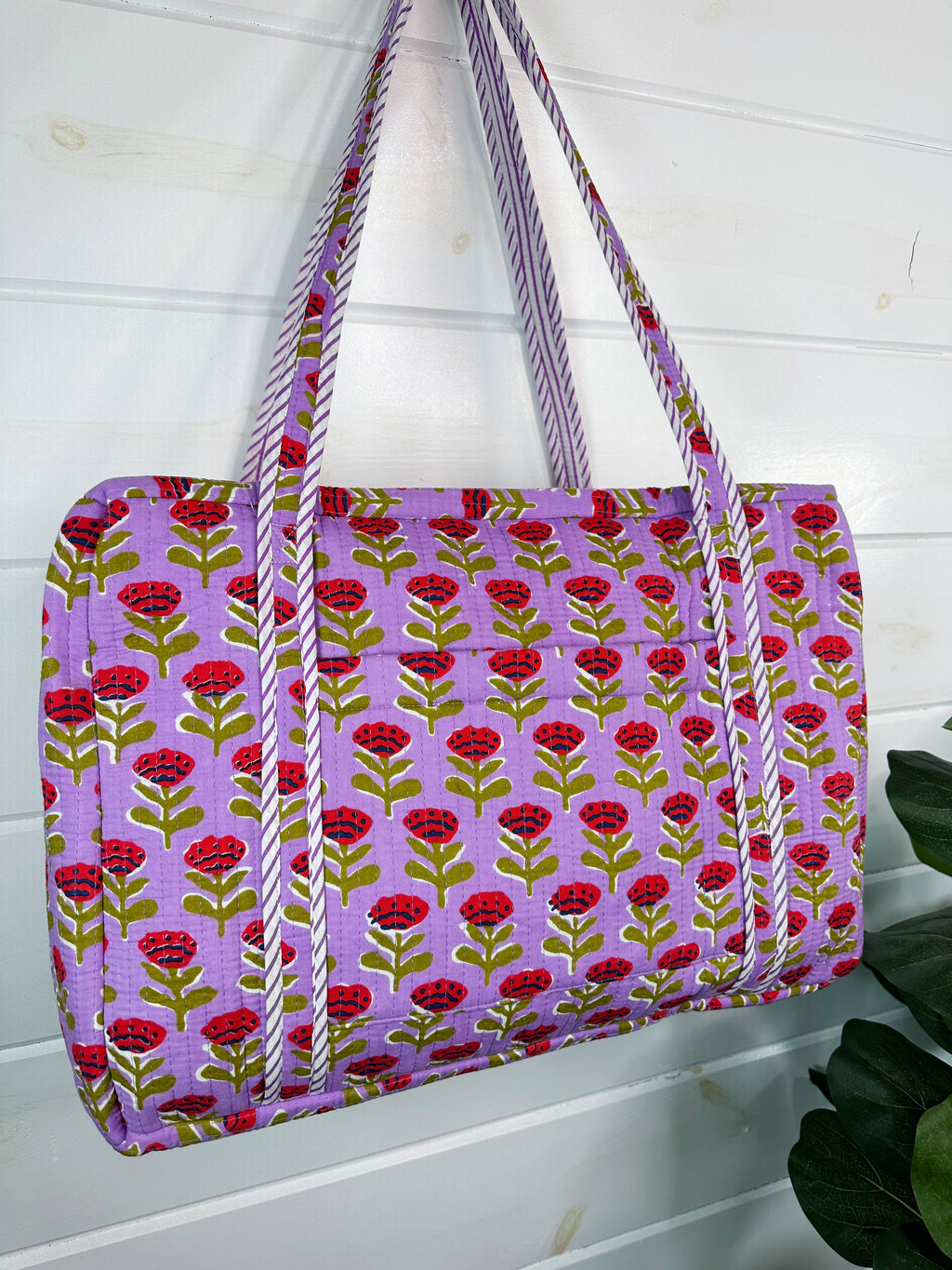 Quilted Duffle Bag | Weekender Travel Overnight Bag | Purple