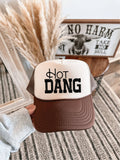 Hot Dang DTF Printed Brown and Tan Trucker Hat