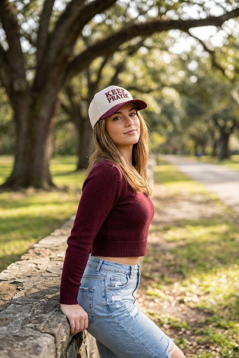 Keep Prayin' Two Tone Snapback Hat - Zenana