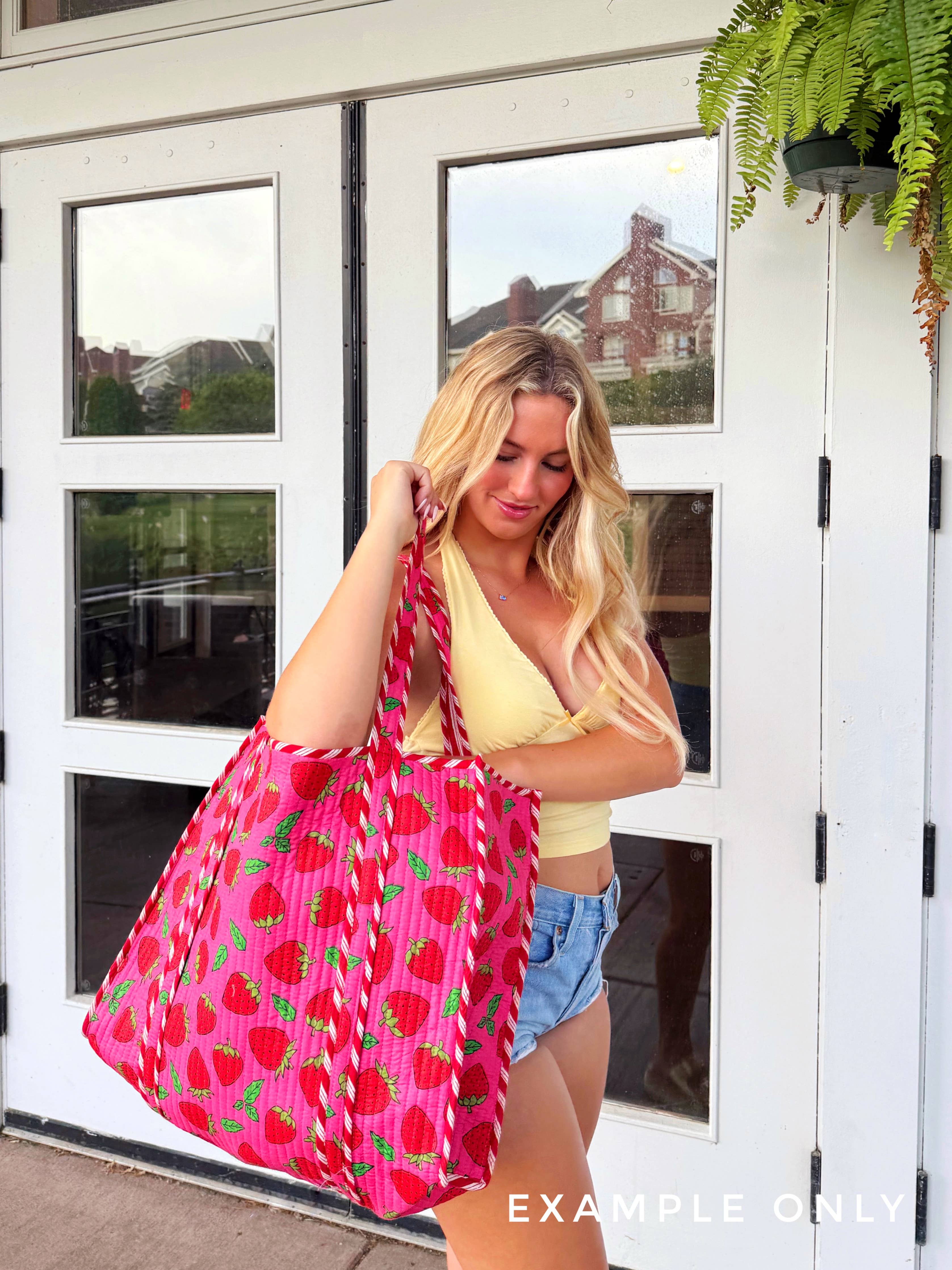 Tote Bags Quilted | Large Travel Tote | Aqua Garden Party