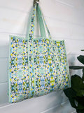 Large Tote Bags | Handmade Quilted Tote | Aqua Tie Dye