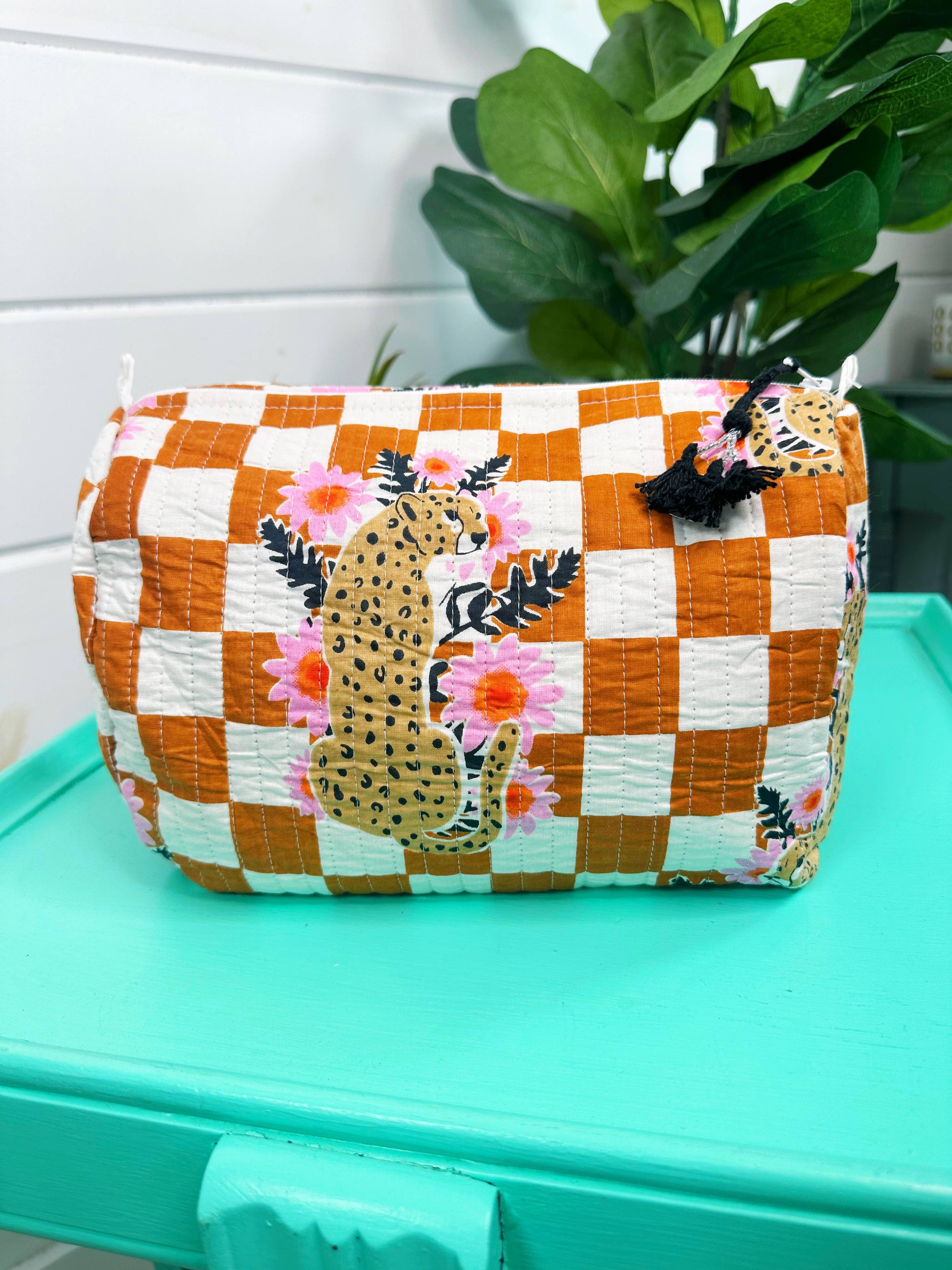 Quilted Makeup Bag | Travel Cosmetic Toiletry Bag | Jaguars