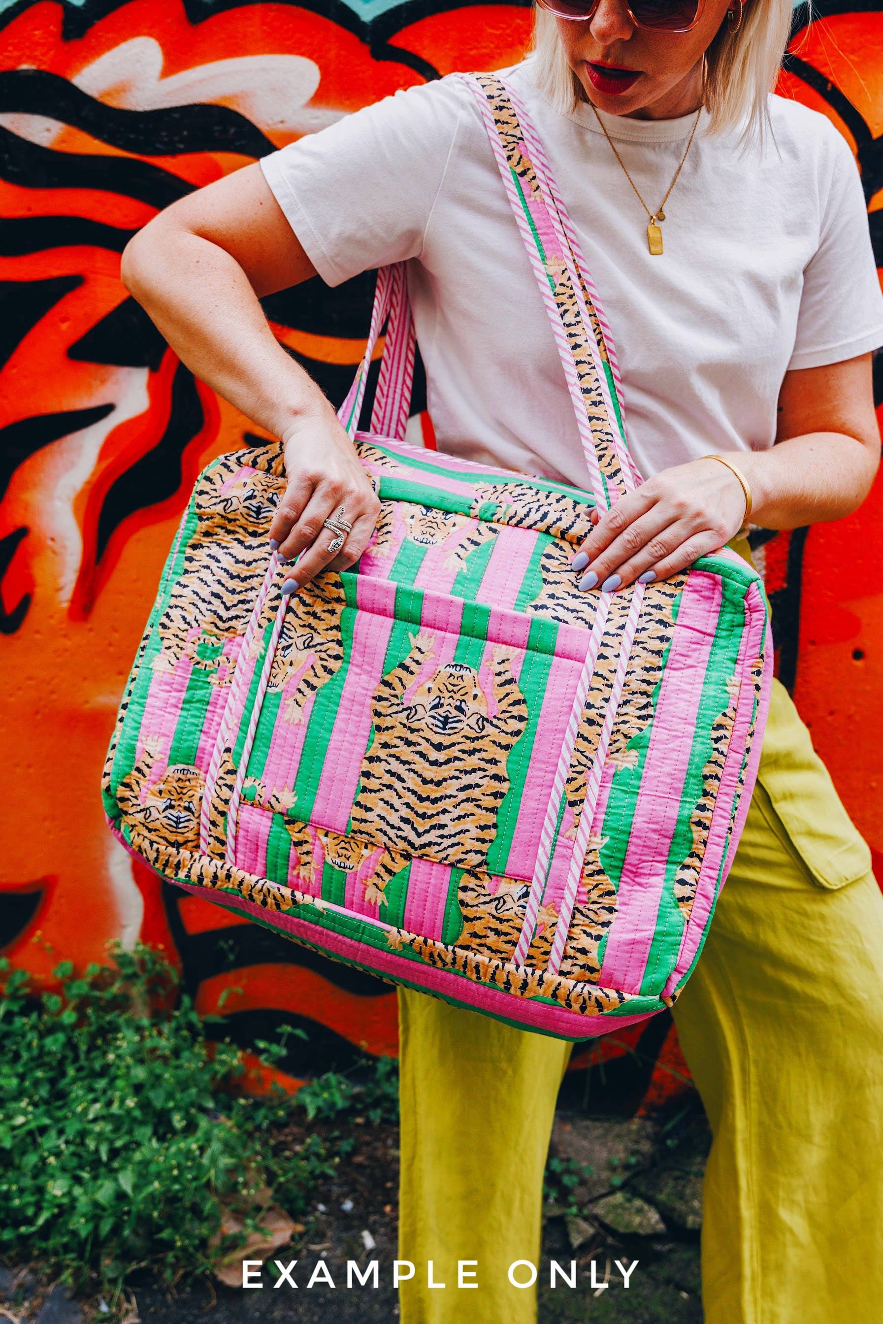 Quilted Overnight Bag | Weekender Duffle Bag | Aqua Tie Dye