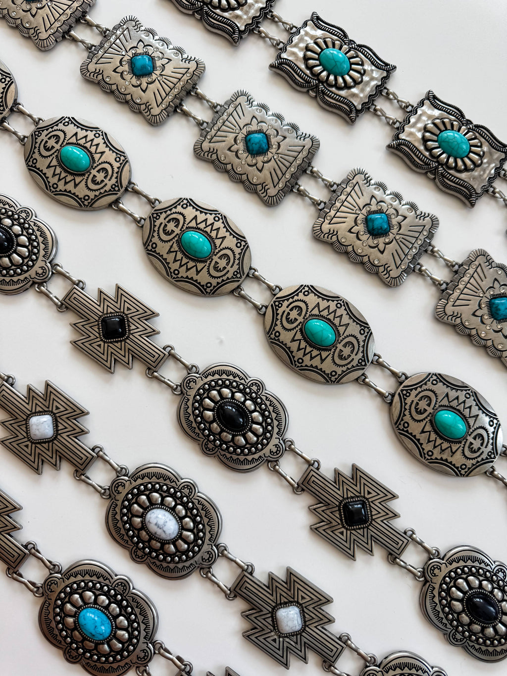 Western Concho Chain Belt – Vintage Silver Style