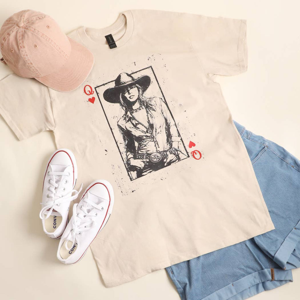 COWGIRL QUEEN OF HEARTS CARD Graphic Heavy Cotton T-Shirt