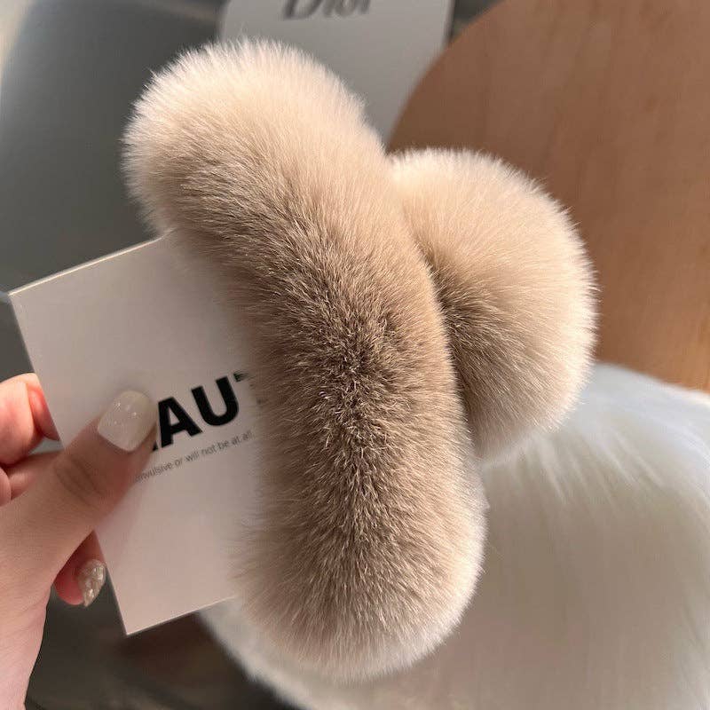 Furry plush hair claw clip for women