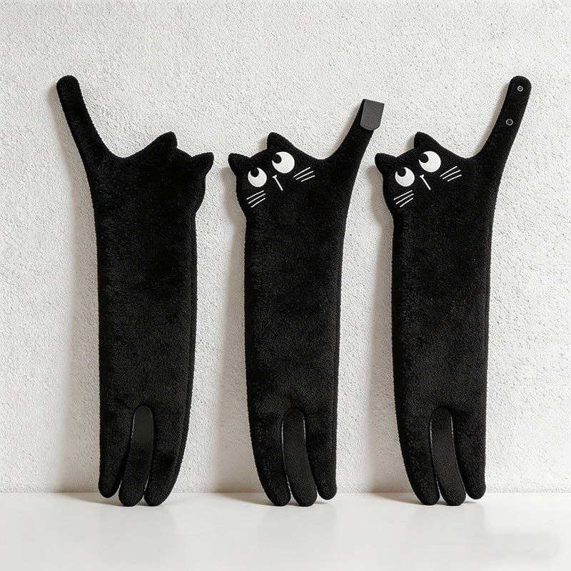 CouldNook Funny Long Cat Hanging Hand Towel - Super Absorbent Microfiber Towel