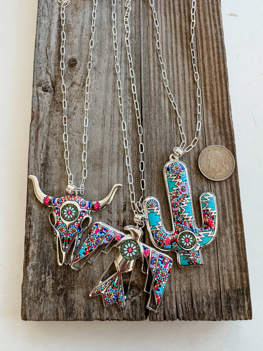 Western Pendant Necklace - Thunderbird | Steer | Cactus