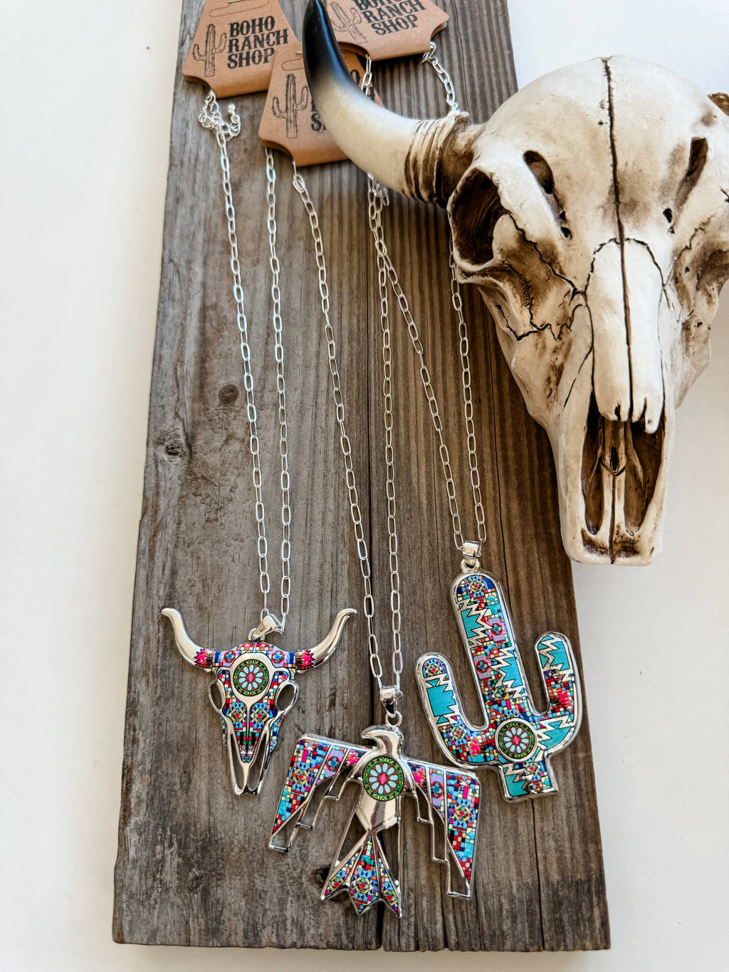 Western Pendant Necklace - Thunderbird | Steer | Cactus