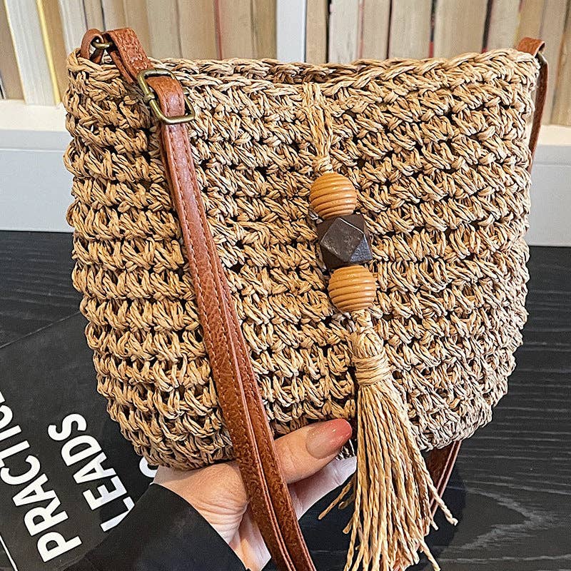 Trendy Bucket New Woven Crossbody Beach Small Bag