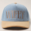 WIFEY Two-Tone Denim Corduroy Trucker Hat