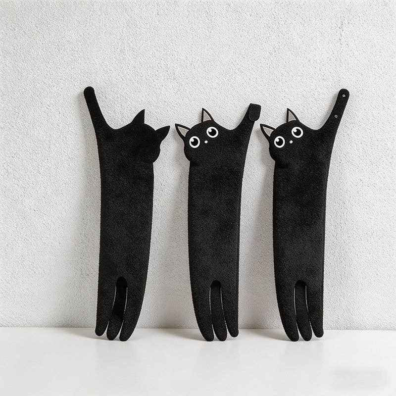 CouldNook Funny Long Cat Hanging Hand Towel - Super Absorbent Microfiber Towel