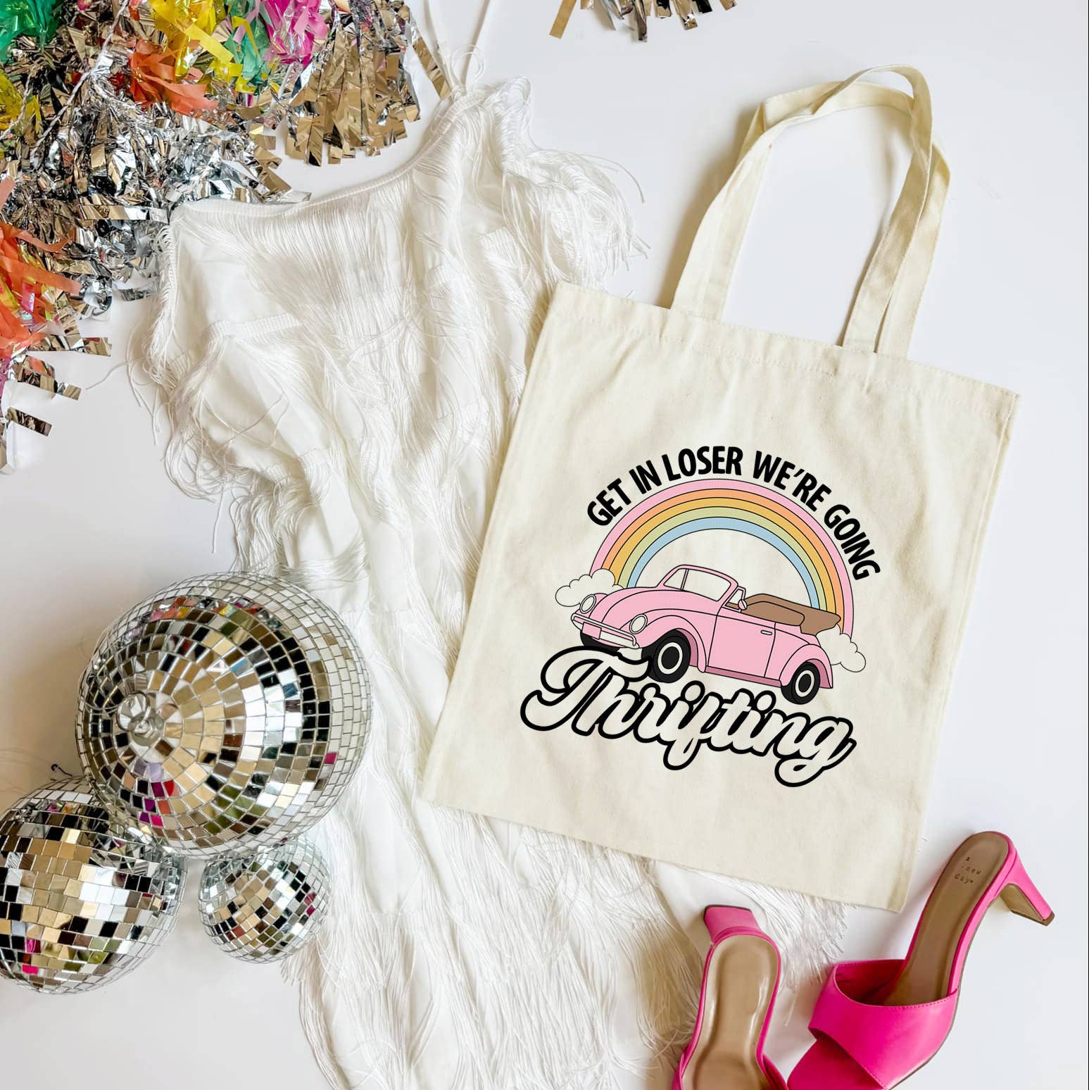 Get In Loser Tote Bag Funny Thrift Shopper Canvas Tote