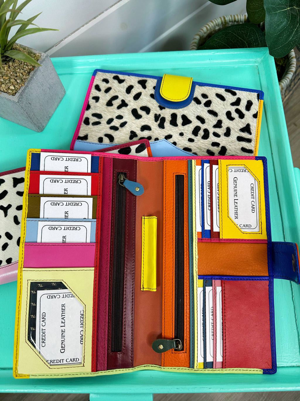 Colorful Cheetah Wallet | Nash Large Leather Travel Wallet