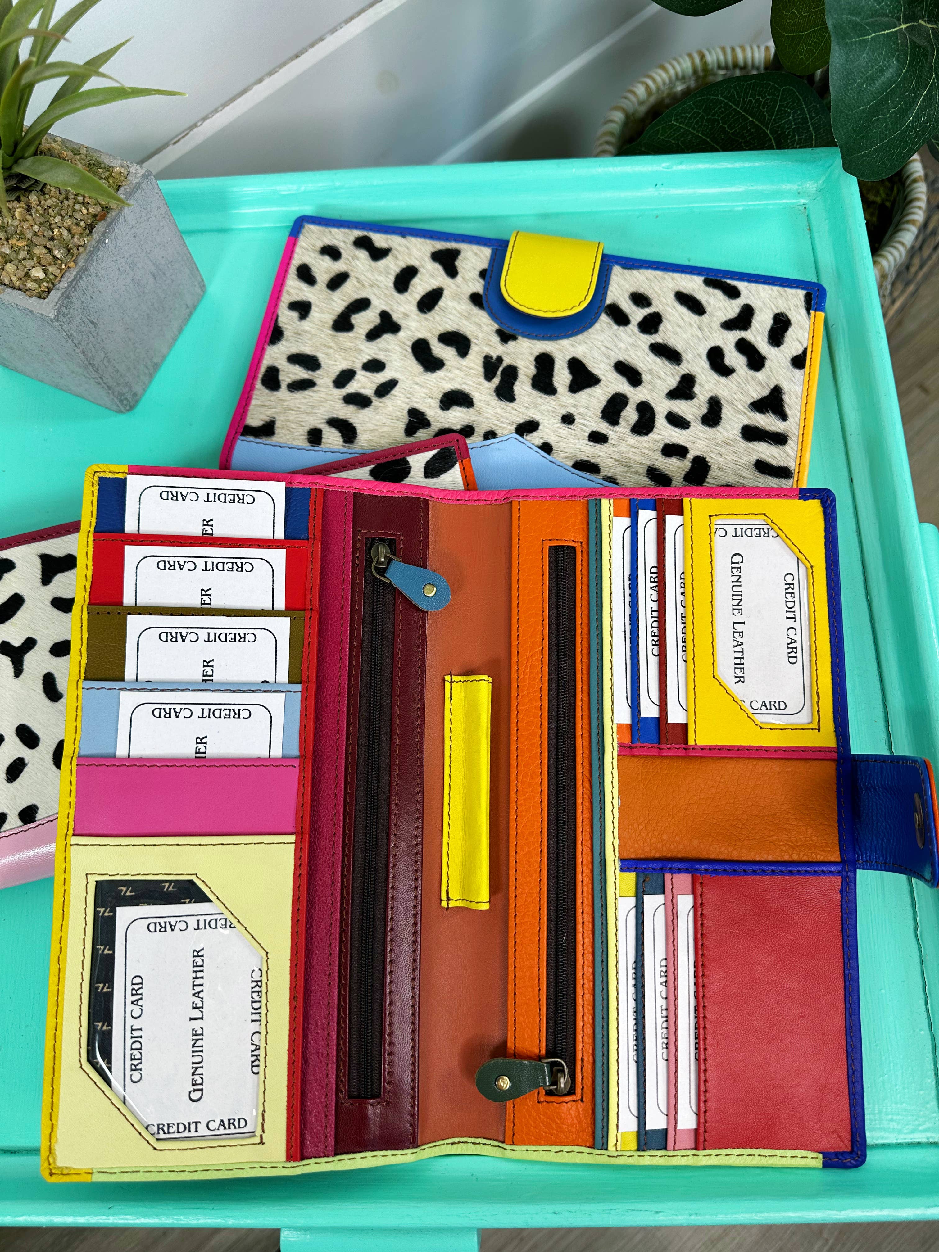 Colorful Cheetah Wallet | Nash Large Leather Travel Wallet