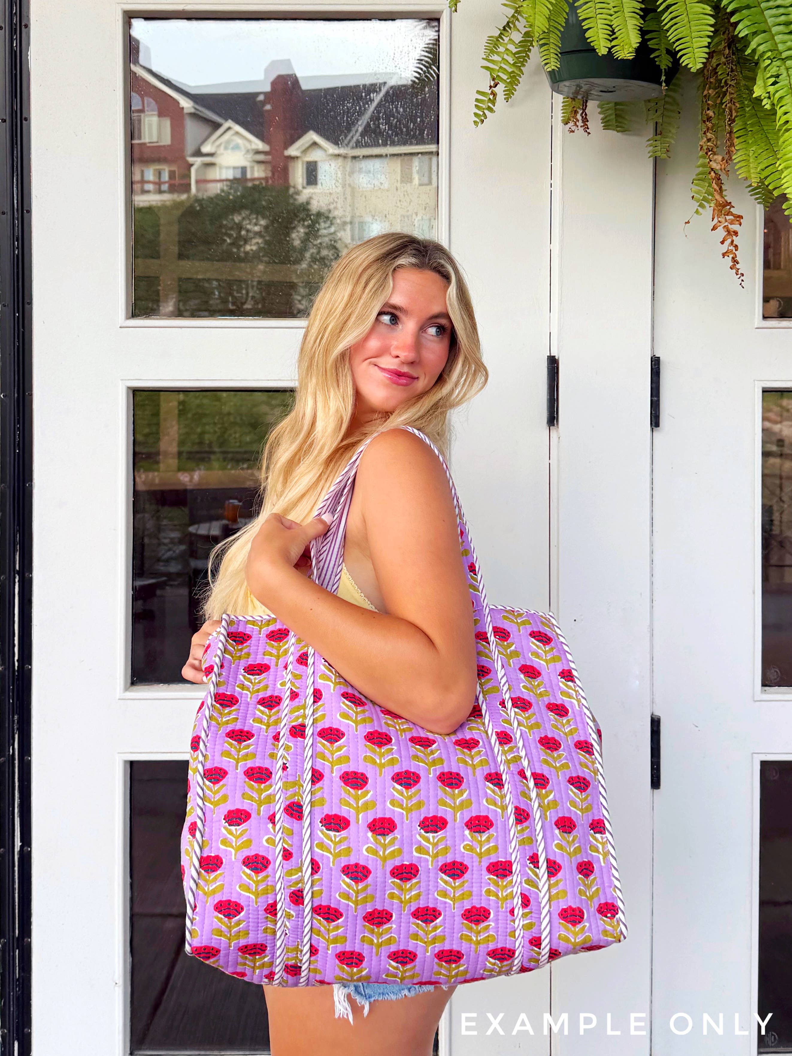 Large Tote Bags | Quilted Tote | Jade Celestial Tiger