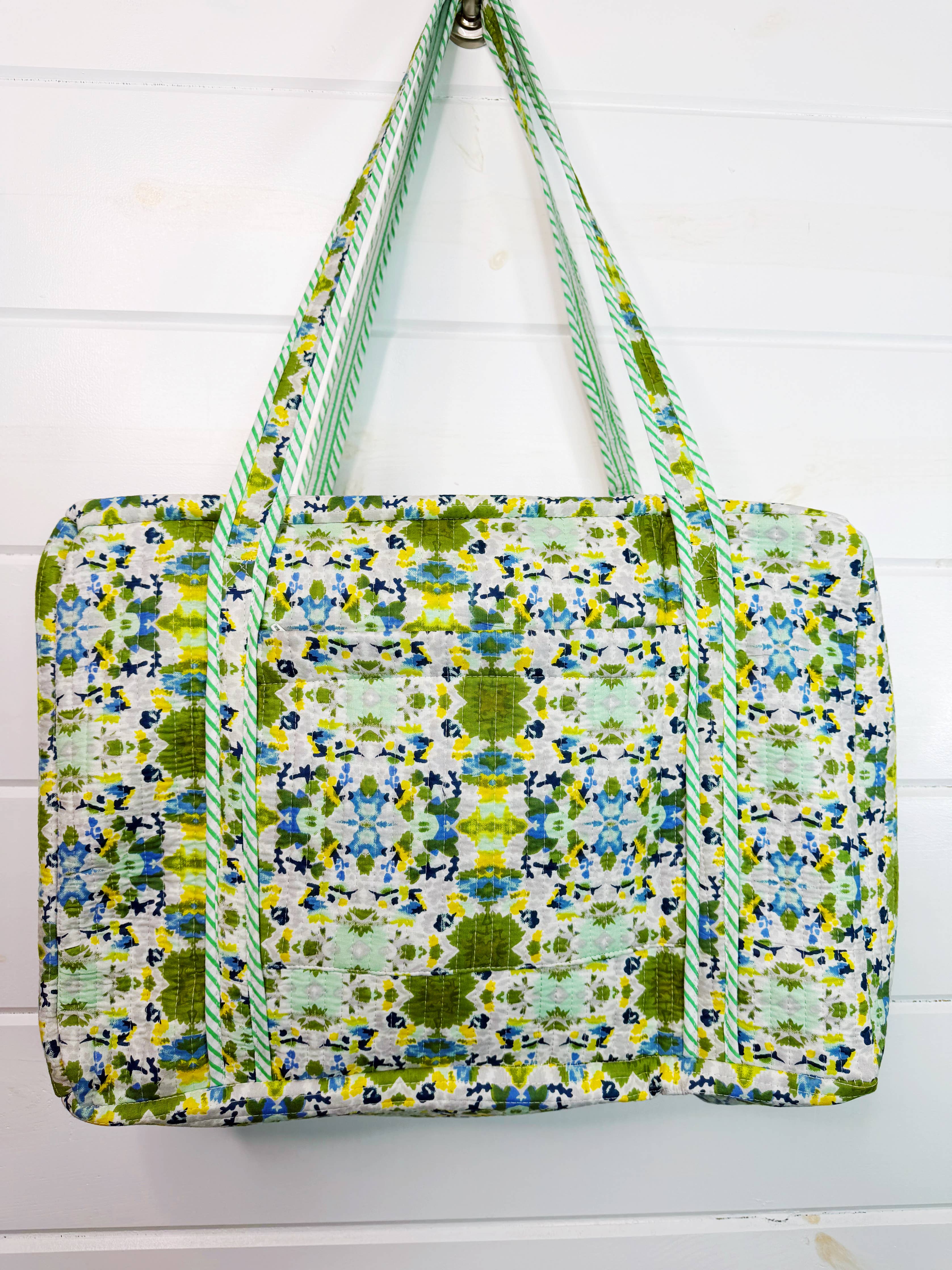 Quilted Overnight Bag | Weekender Duffle Bag | Aqua Tie Dye