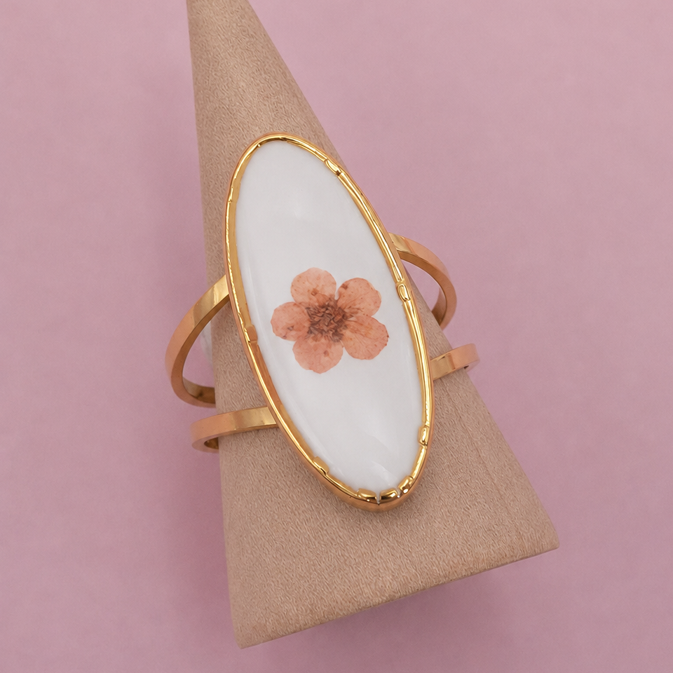 18K STAINLESS STEEL TARNISH FREE FLORAL RINGS | 40R104