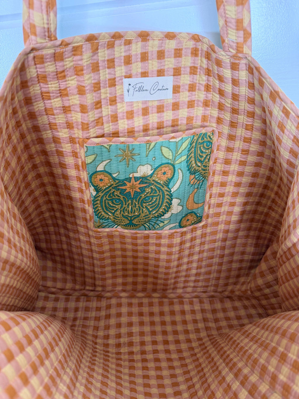 Large Tote Bags | Quilted Tote | Jade Celestial Tiger