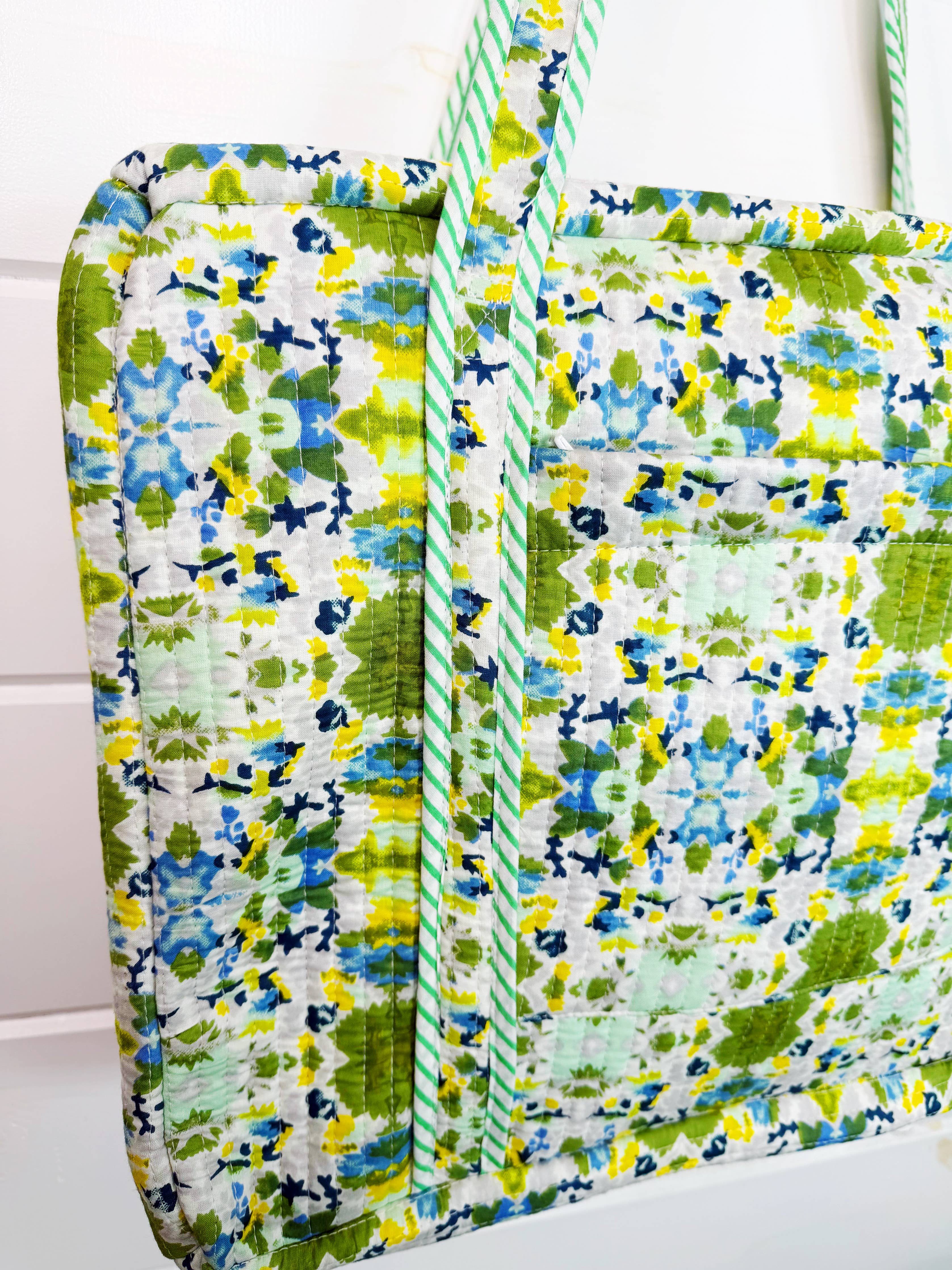 Quilted Overnight Bag | Weekender Duffle Bag | Aqua Tie Dye