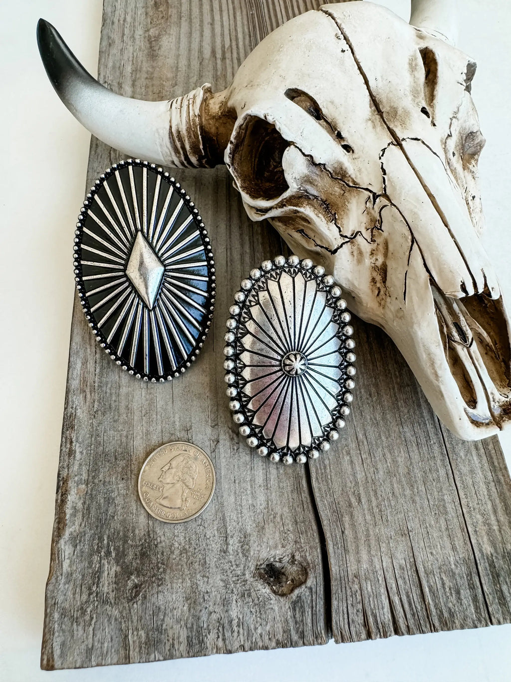 Western Large Concho Stone Cuff Ring 