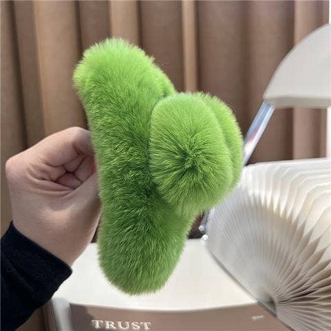Furry plush hair claw clip for women