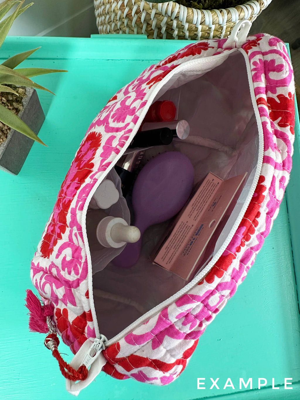 Quilted Toiletry Makeup Cosmetics Bags | Lucky Vibes White