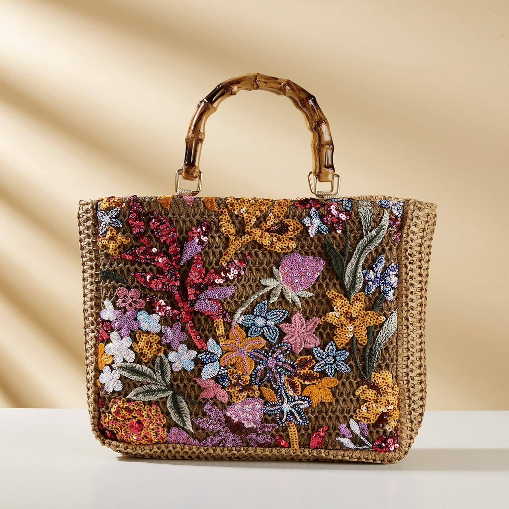 Embroidered Straw Large Capacity Tote Bag