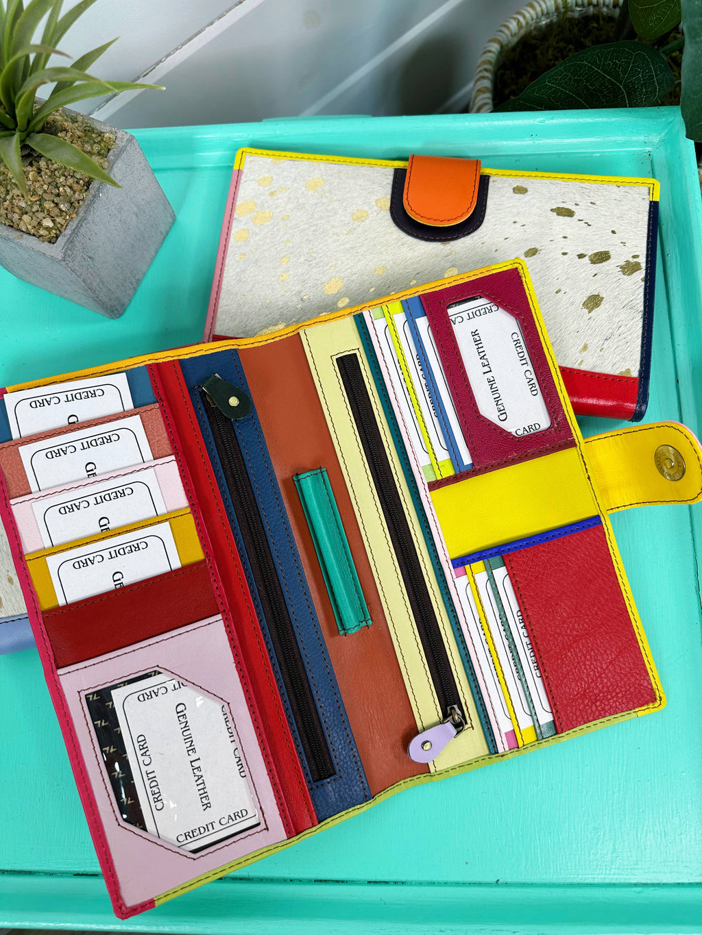 Colorful Metallic Leather Wallet | Large Nash Travel Wallet