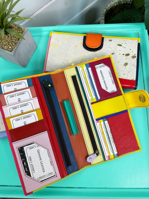 Colorful Metallic Leather Wallet | Large Nash Travel Wallet