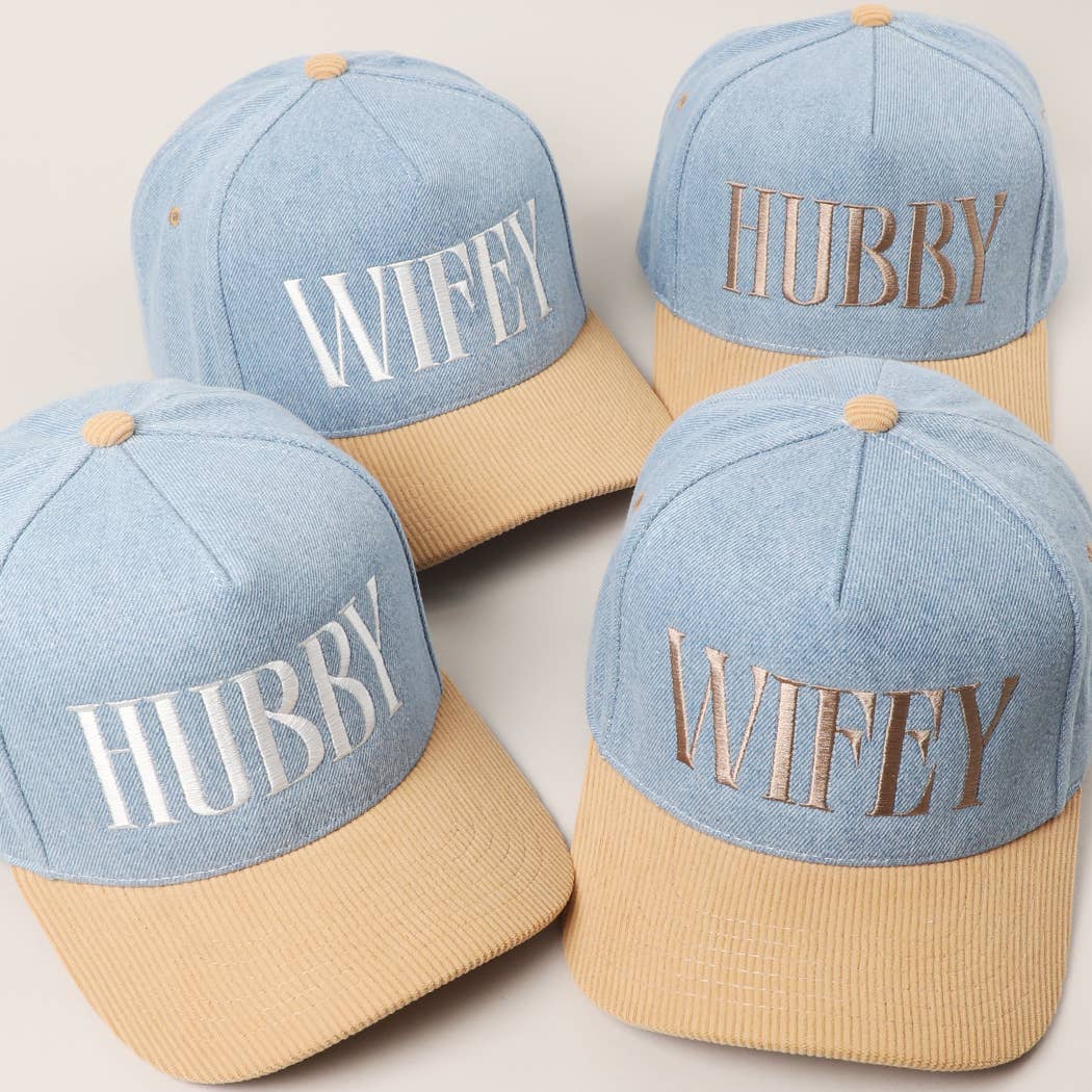 WIFEY Two-Tone Denim Corduroy Trucker Hat